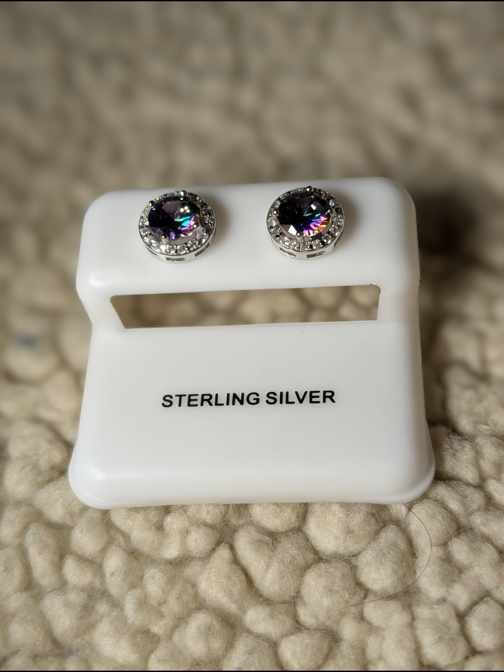 purple iridescent | "mystic" halo studs - .925 sterling silver